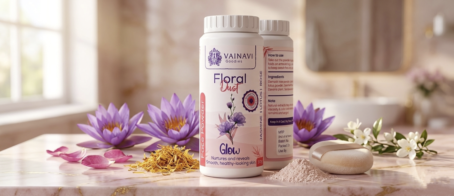 Floral dust face powder